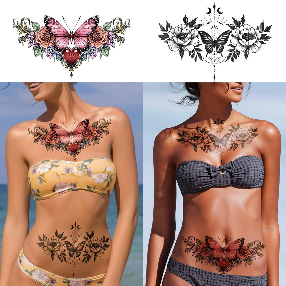 Araignee et fleurs Gabizafia sur le dos, idée tendance pour la plage.
