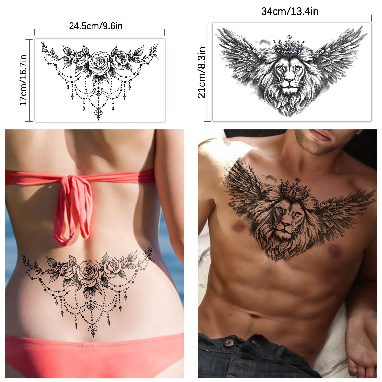 Couvrir les cicatrices du ventre avec les tatouages Gabizafia temporaires.