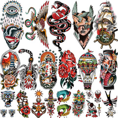 Gabizafia tatouages temporaires classiques, motif matelot, idéal pour festival et fête