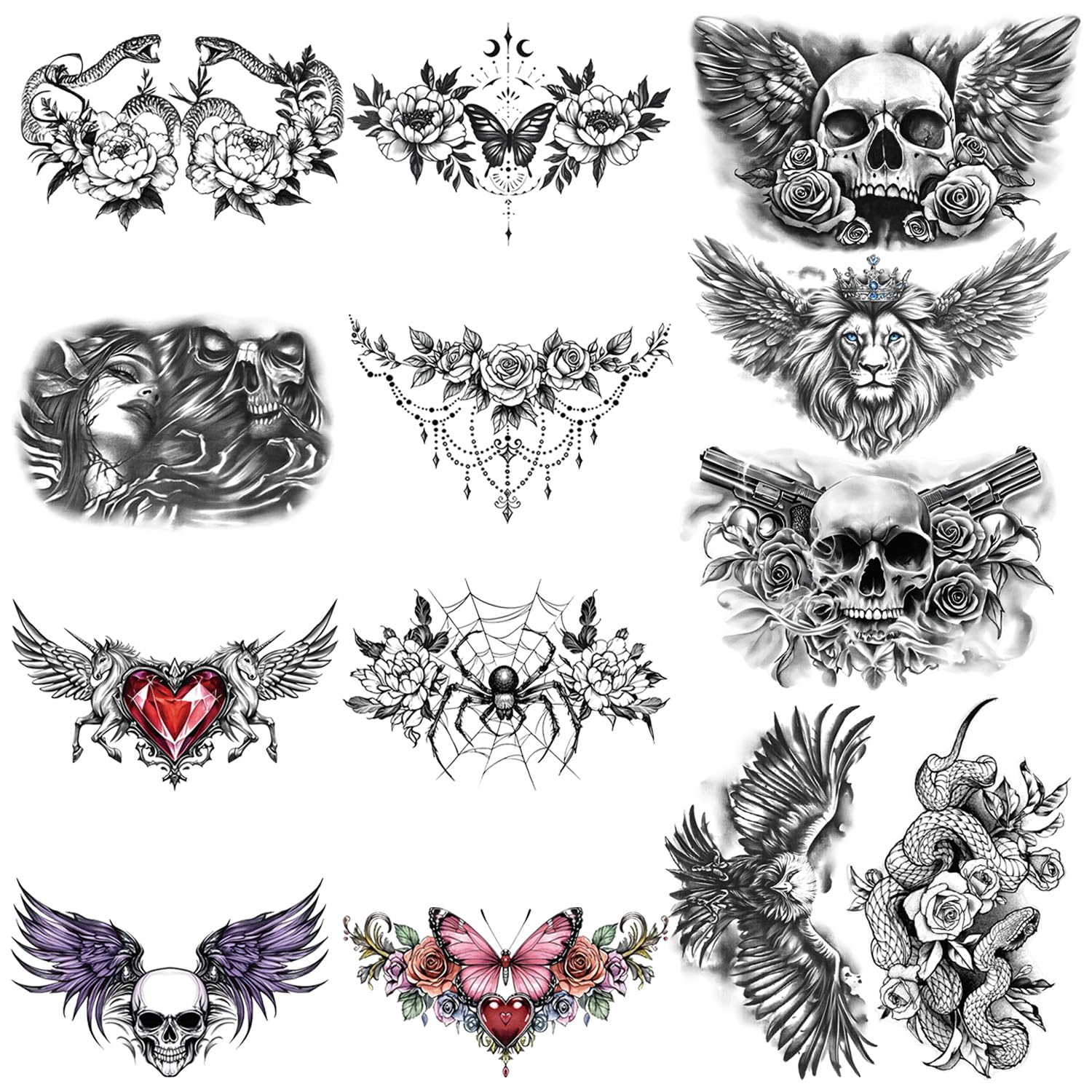 Ensemble tatouages Gabizafia pour le corps, pose rapide et retrait facile.