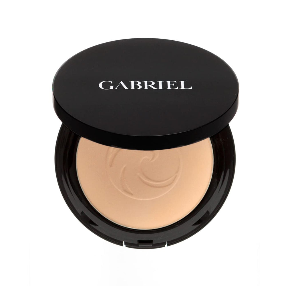 Gabriel Cosmetics fond de teint minéral pressé beige clair pour une tenue matte légère.