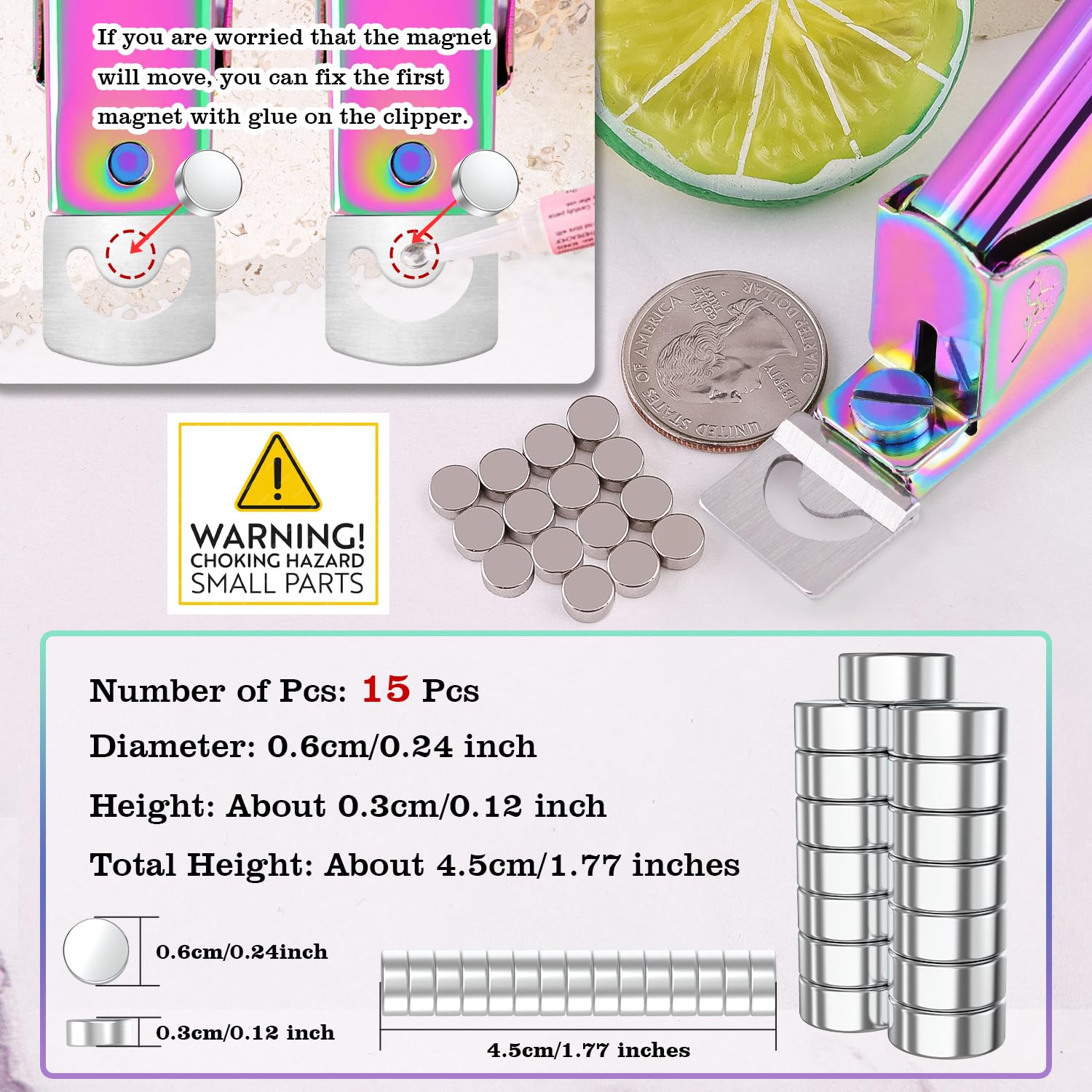 GA&EN regleurs-aimants-15pieces: ajuste rapidement la longueur des extensions d'ongles.