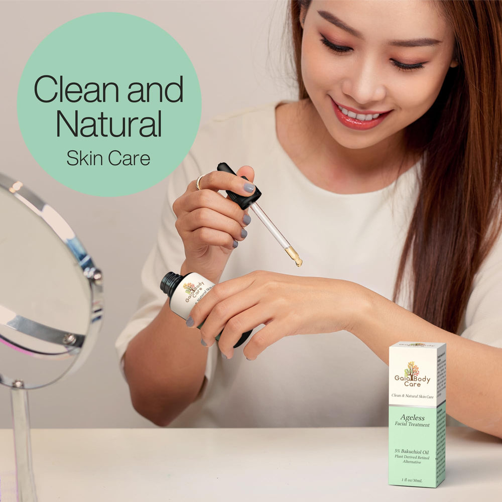 Appliquer Bakuchiol Gaia sur visage et cou pour soin efficace.