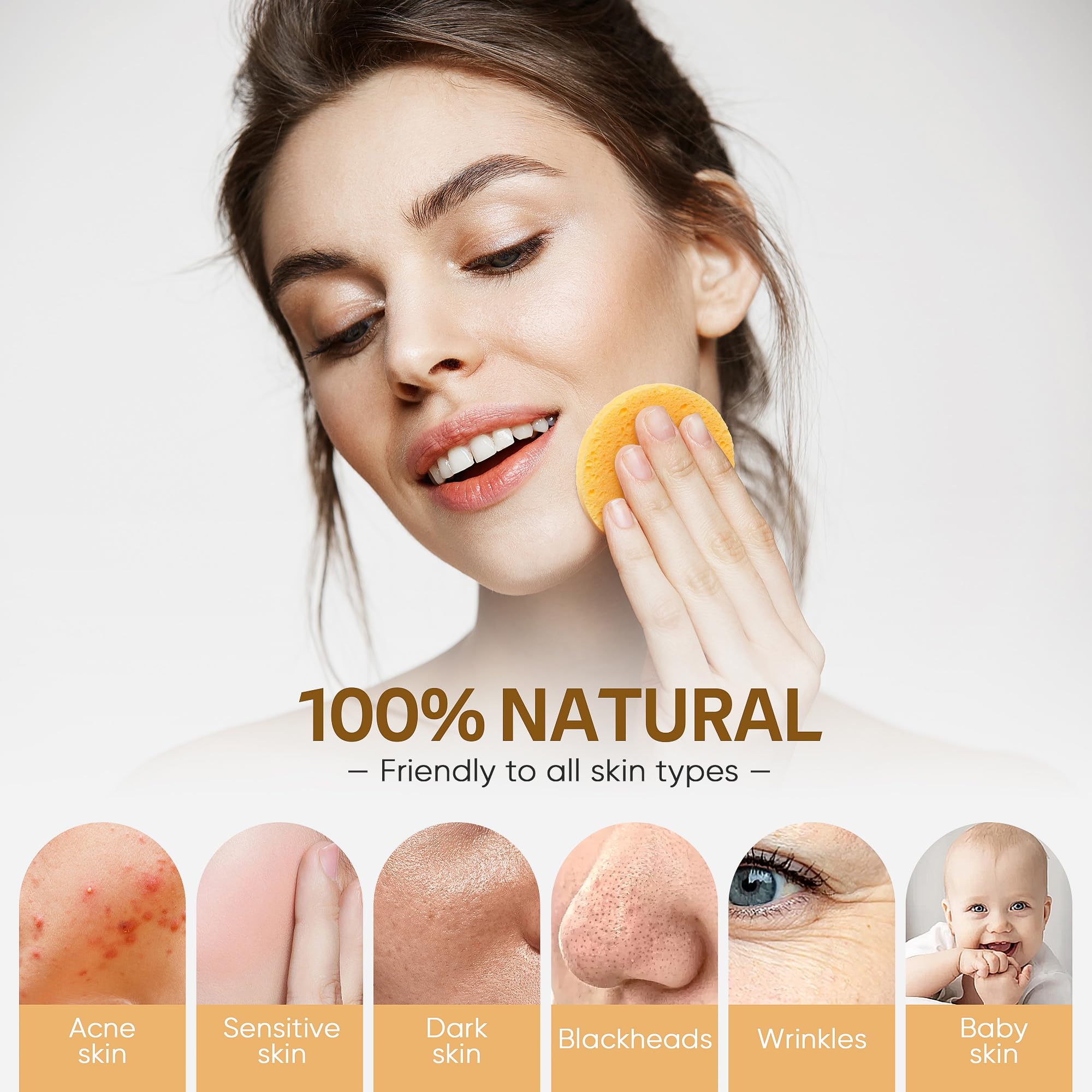 Gainwell éponge visage compressée utilisée en spa pour une routine professionnelle.