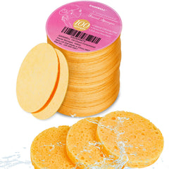 Gainwell éponges faciales compressées dans leur sachet voyage, pratique pour le rangement.