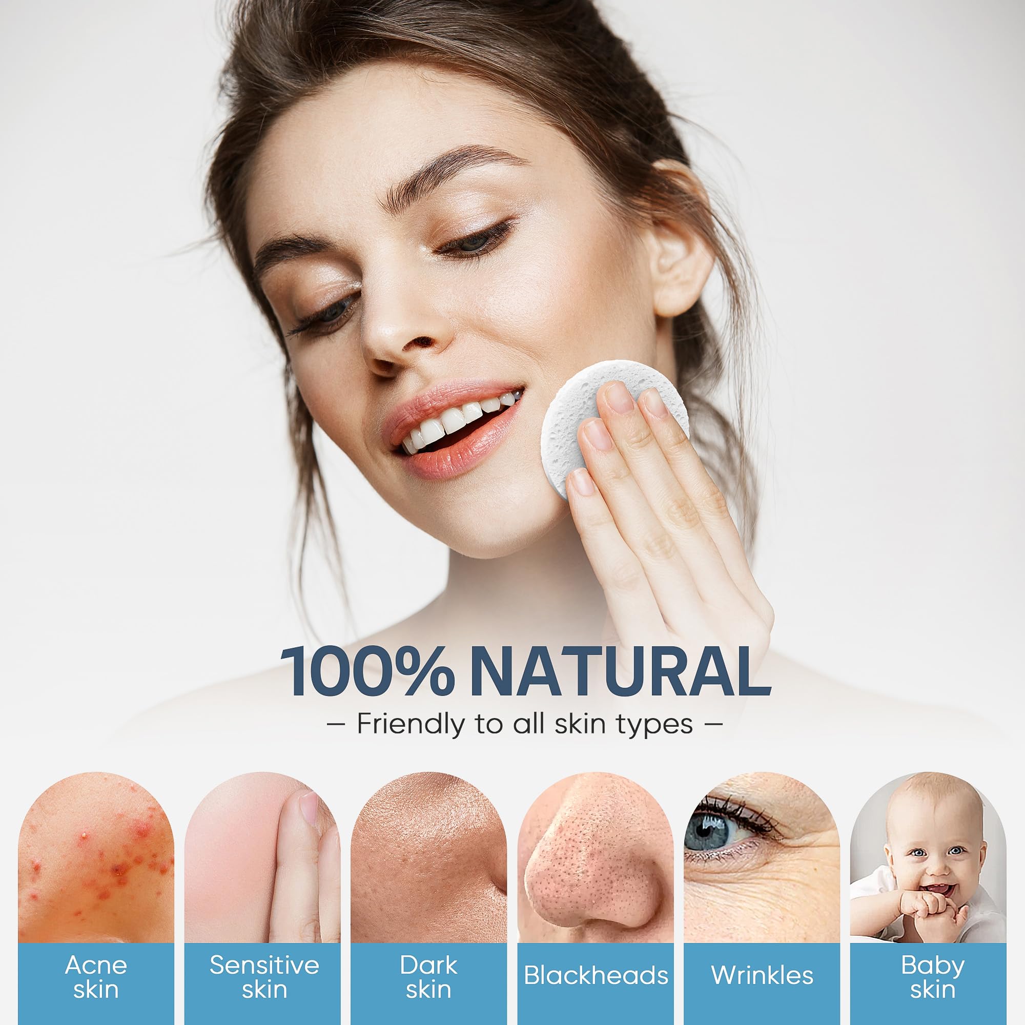 Exfoliation douce avec éponges GAINWELL, peau éclaircie sans agressivité