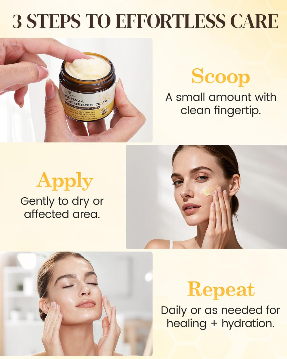 GAJUANR Venin d'Abeille crème application douce sur le cou et les bras.