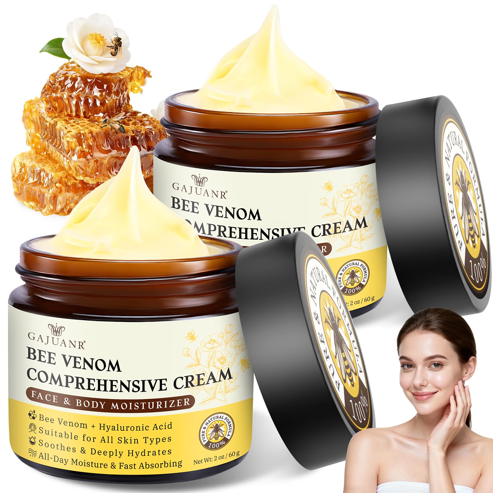 GAJUANR Venin d'Abeille crème visage, hydratation douce et durable.