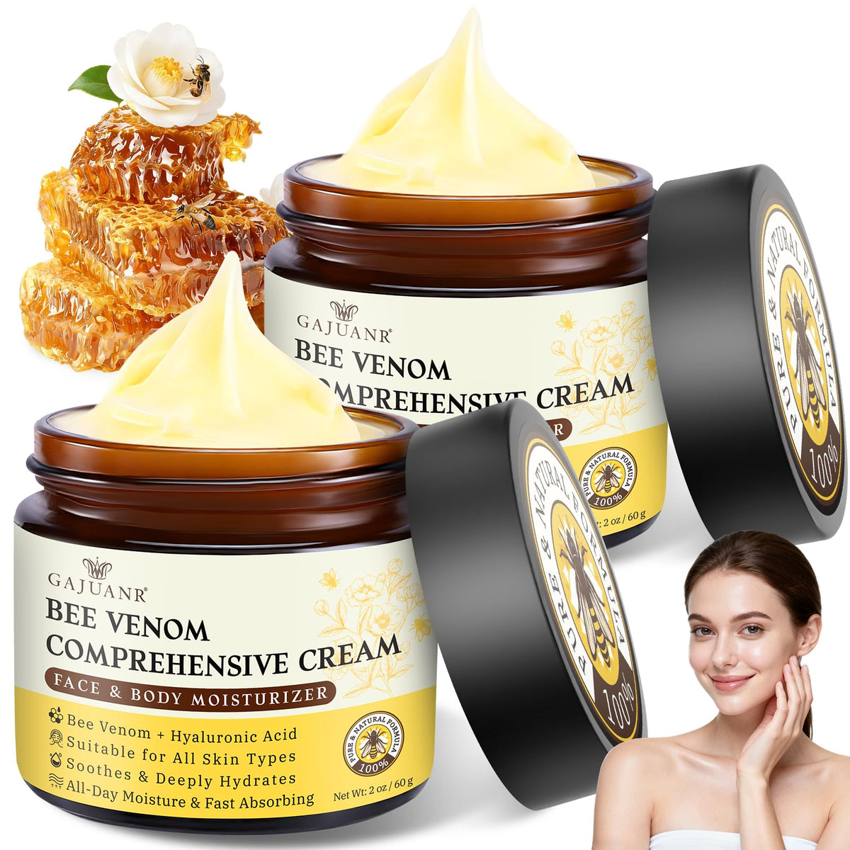 GAJUANR Venin d'Abeille crème visage, hydratation douce et durable.