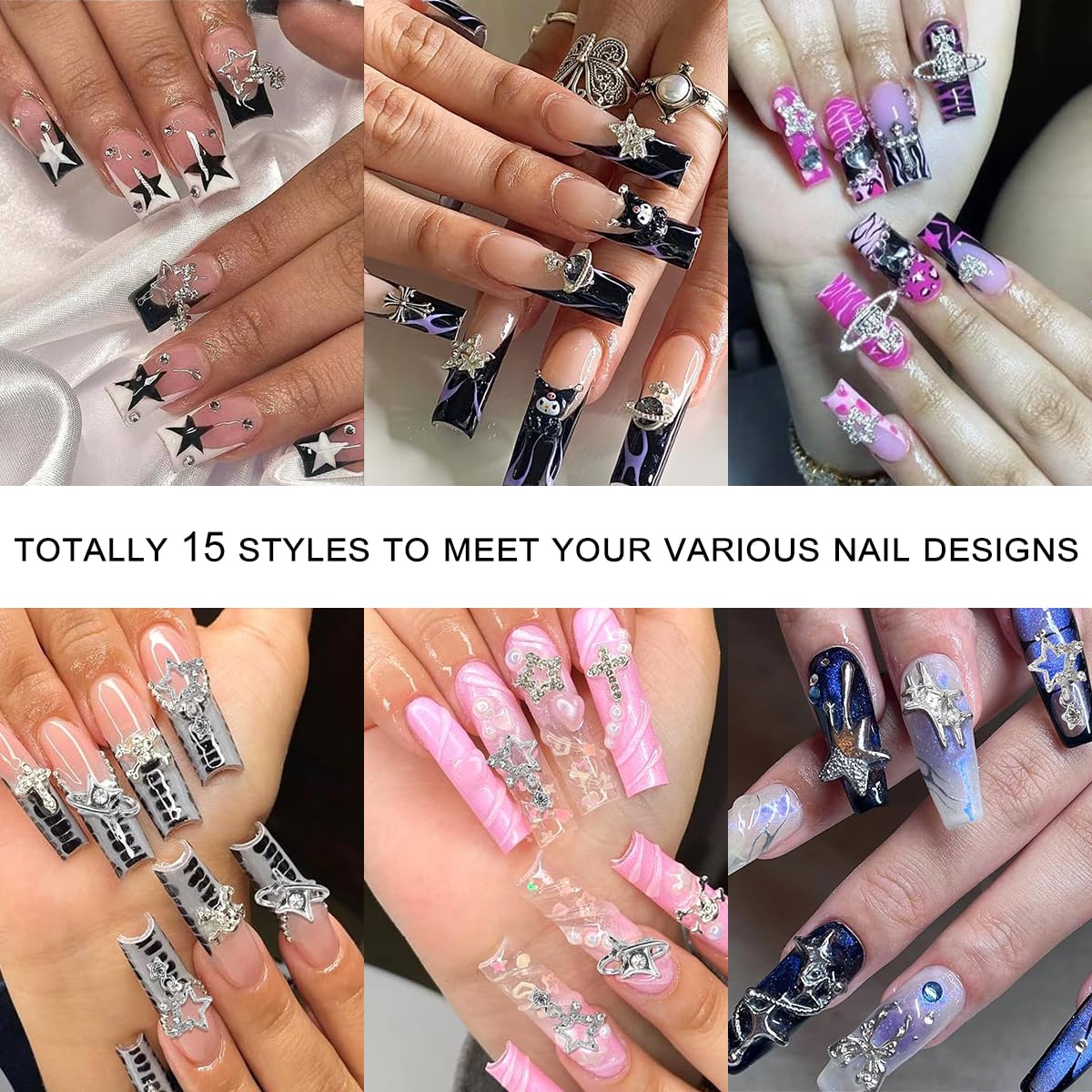 Ganepwns : decor planete etoile croix sur ongles, look audacieux.
