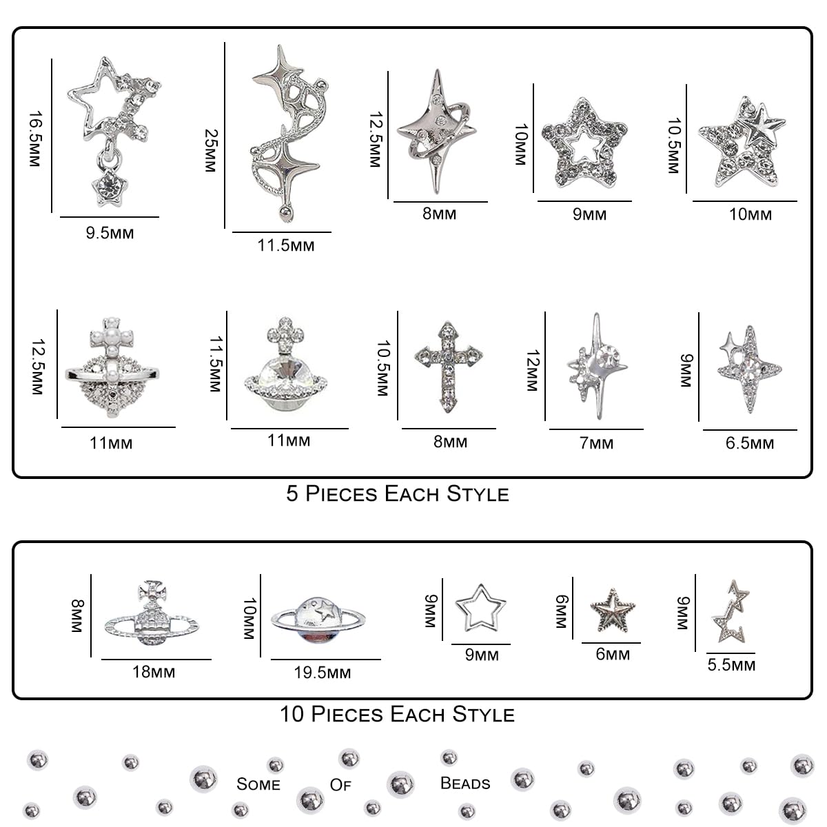 Ganepwns : strass argent�s pour ongles, brillance durable.