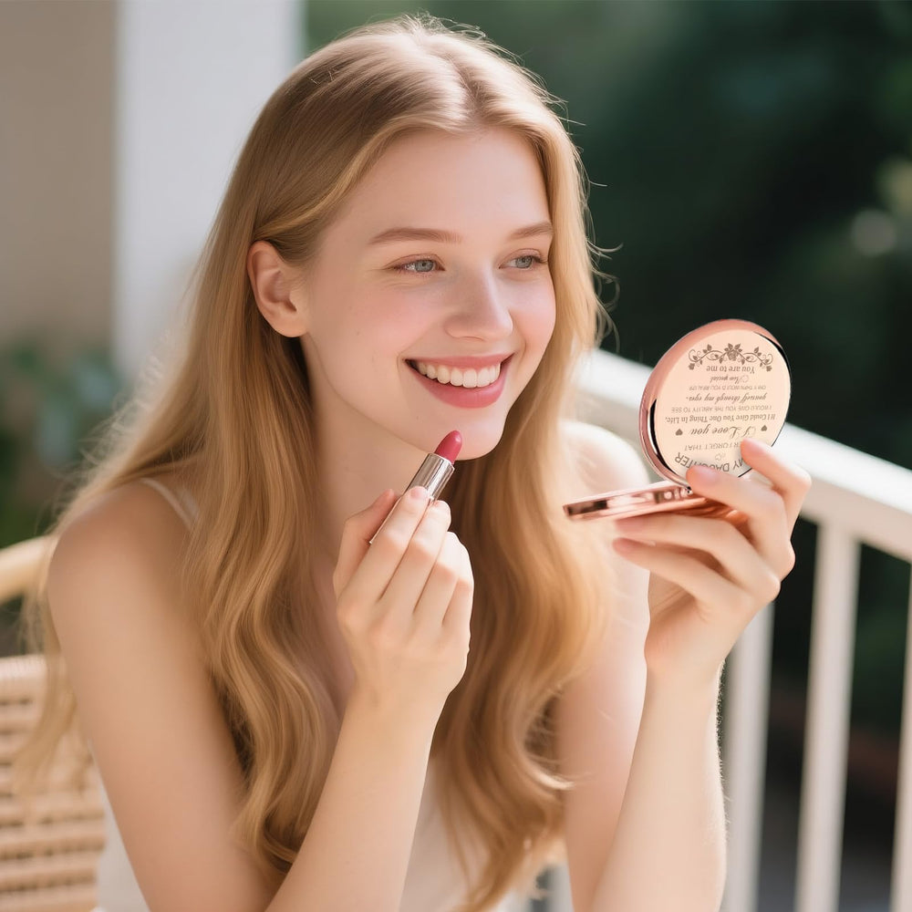 GAOLZIUY miroir compact rose doré avec agrandissement 2x pour détails précis.