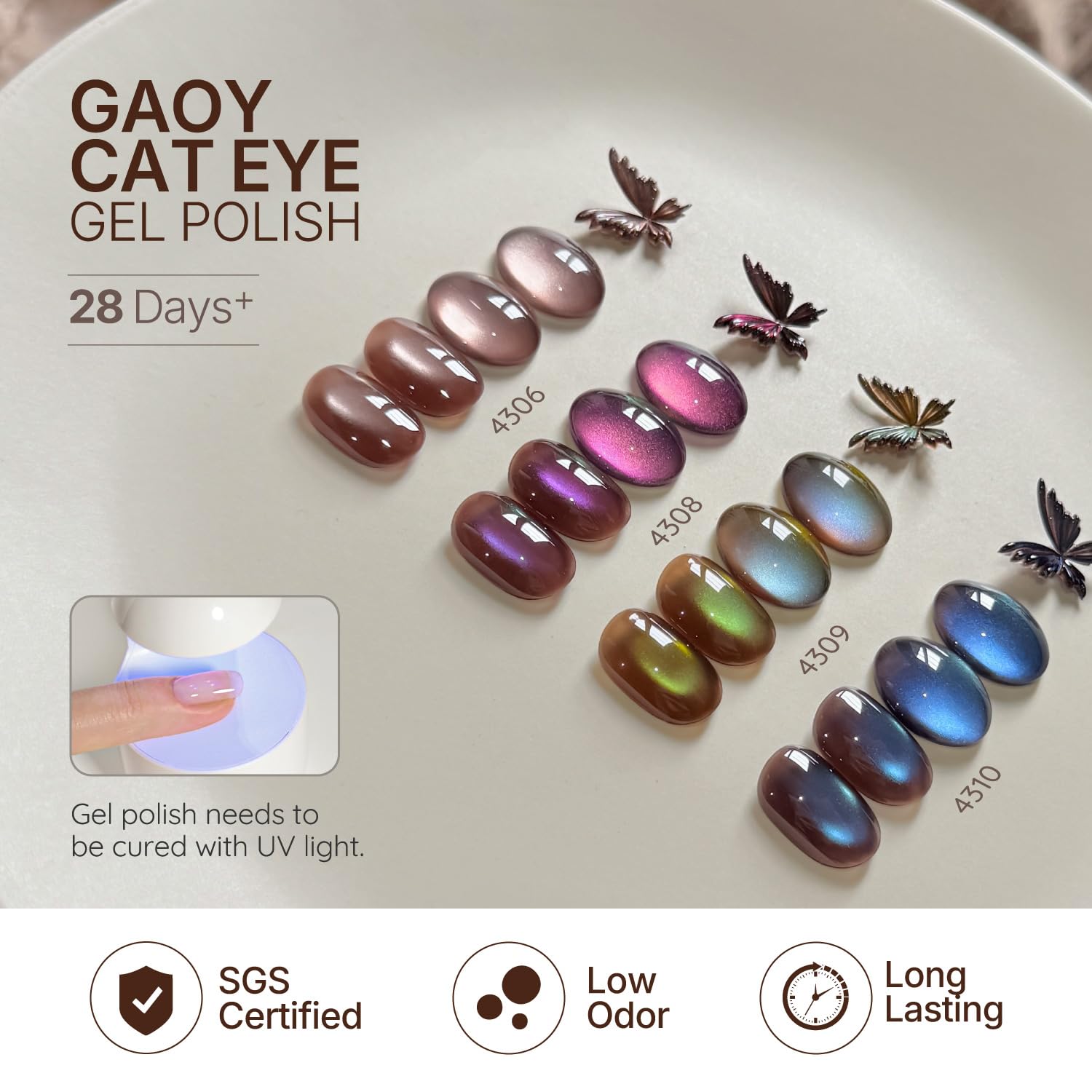 GAOY Aurora Shift vernis gel effet holographique, reflets multicolores