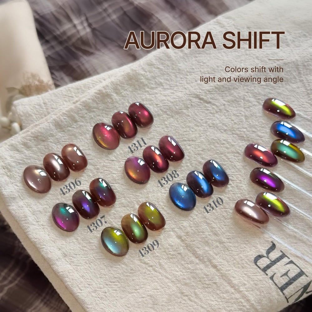 GAOY Aurora Shift vernis gel rouge avec effet chat œil pour soirée