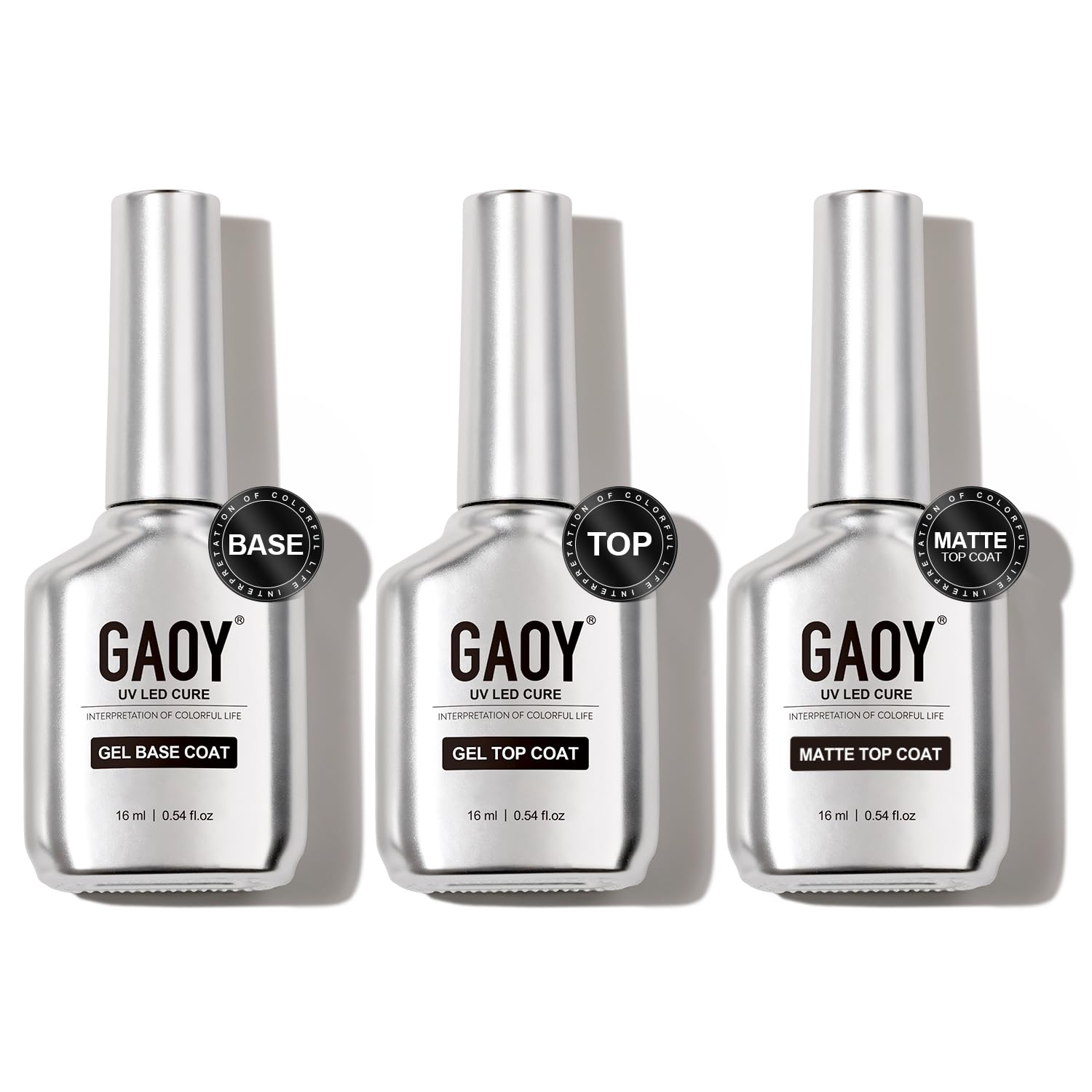 GAOY Base Coat bouteille 16ml, base prête pour une tenue longue durée.