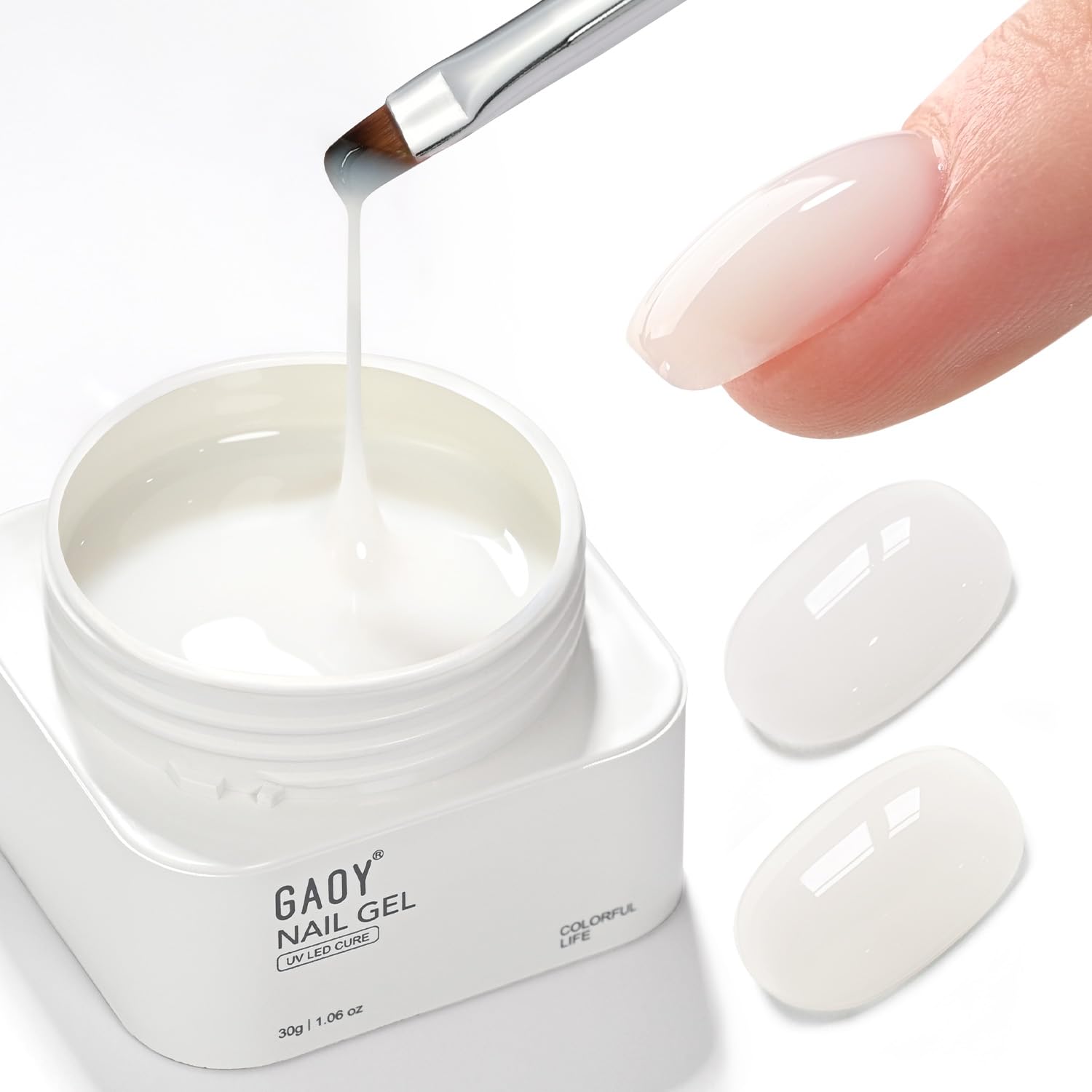 GAOY base coloree bouteille et pinceau pour application précise et rapide.