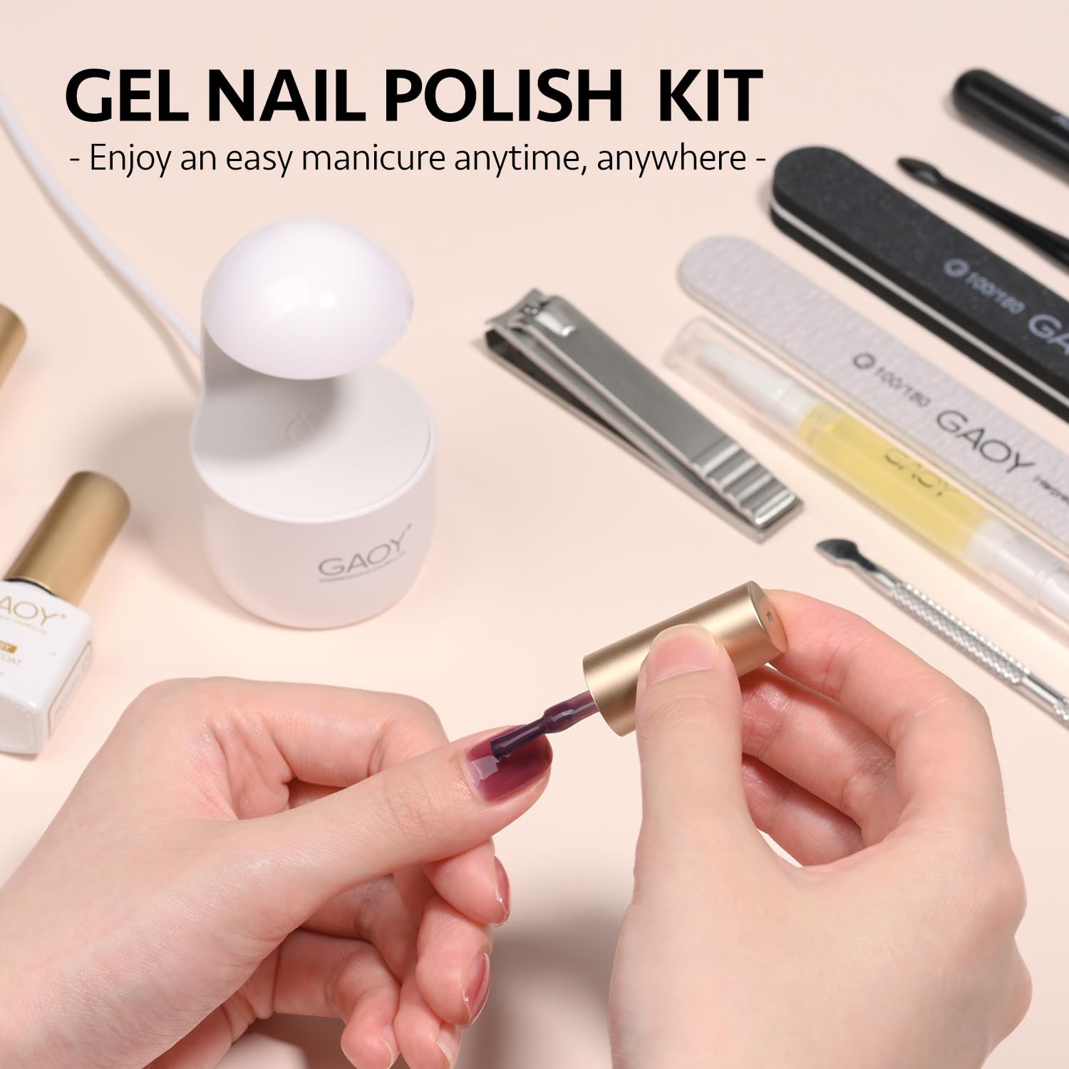 GAOY beginner-friendly at-home manicure kit for easy DIY nails.