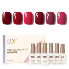 GAOY Berry Collection gel nail polish bottles array for DIY home manicures.