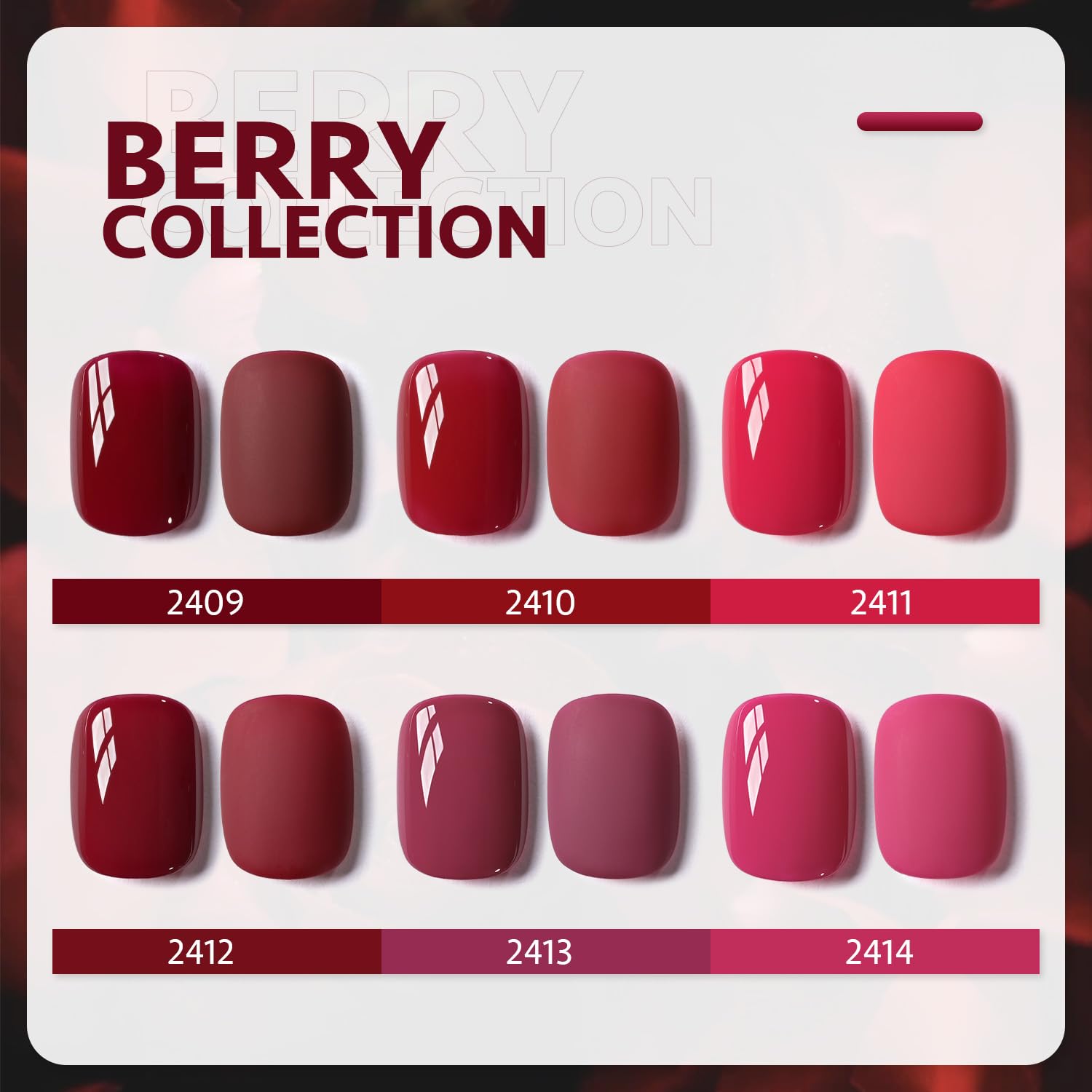 GAOY Berry Collection long-lasting finish up to four weeks with proper base and top coats.
