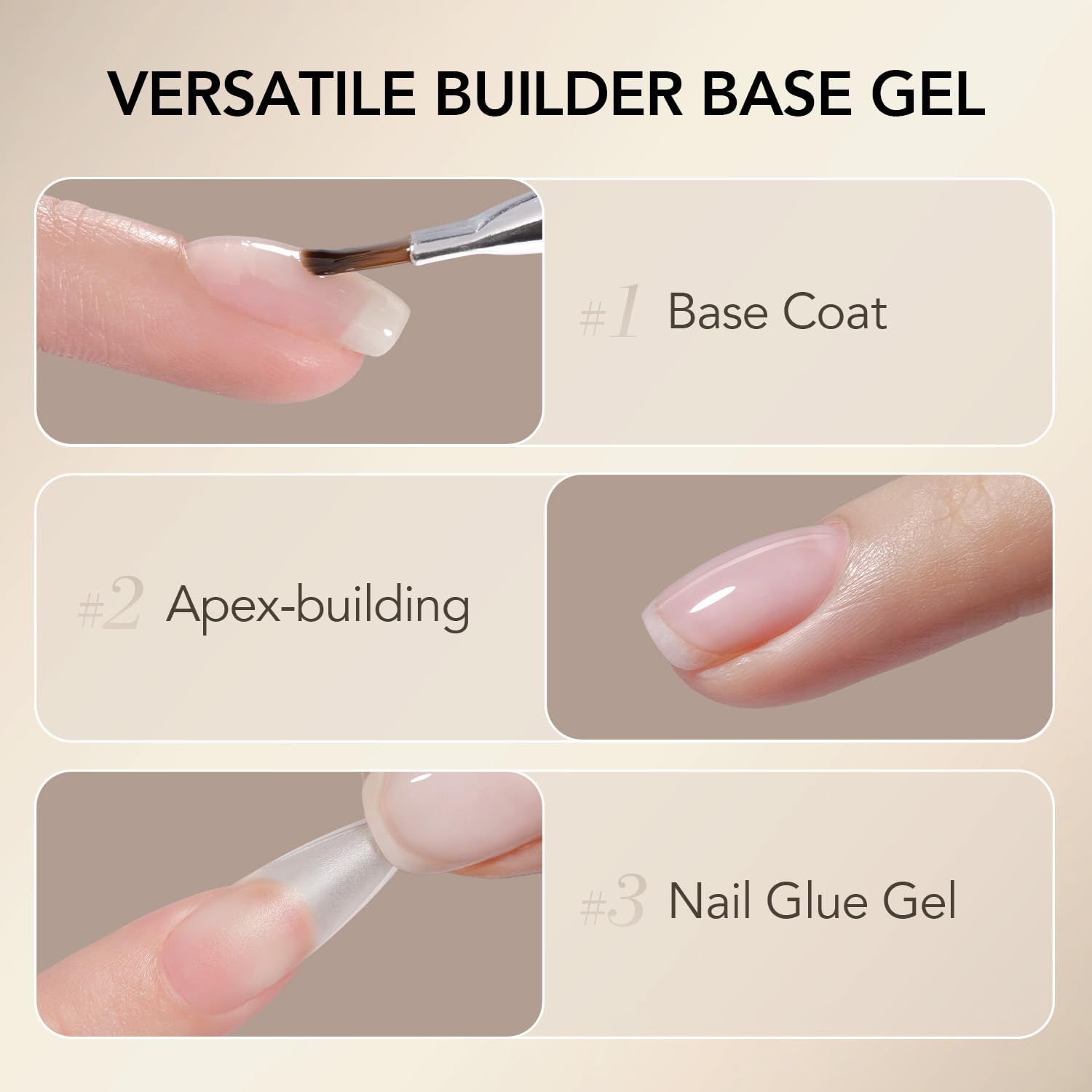 GAOY Builder Base, texture gel claire, renforce les ongles et évite le décollement.