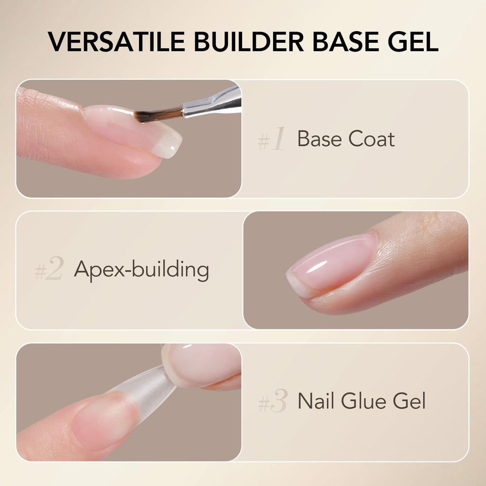 GAOY Builder Base, texture gel claire, renforce les ongles et évite le décollement.
