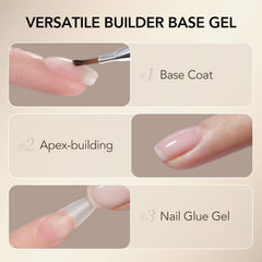 GAOY Builder Base, texture gel claire, renforce les ongles et évite le décollement.