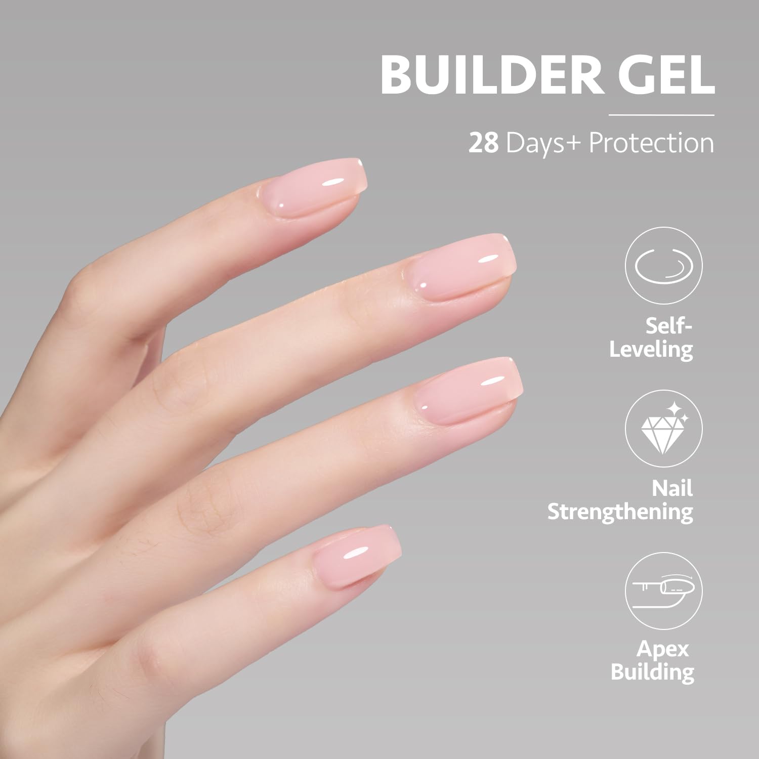 GAOY Builder Gel ongles finis avec une teinte naturelle