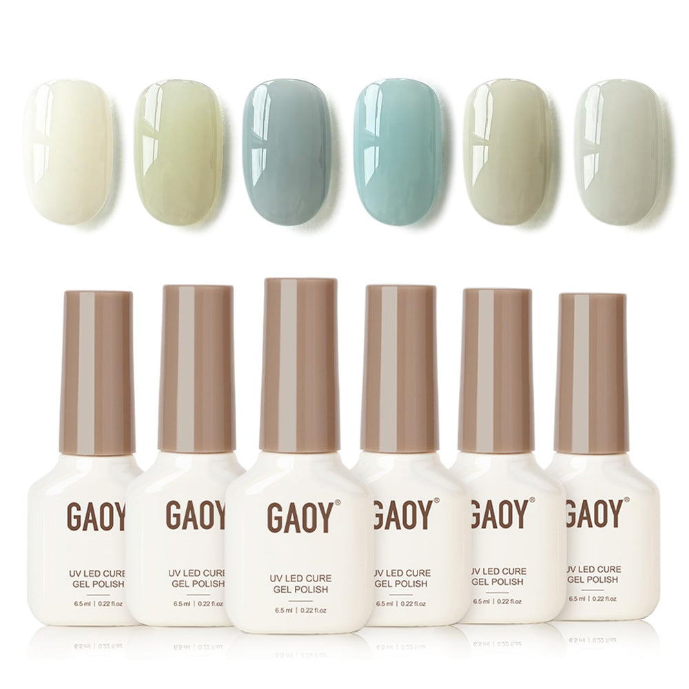 GAOY Coastal Breeze milky pink mist gel polish for a creamy, translucent manicure.