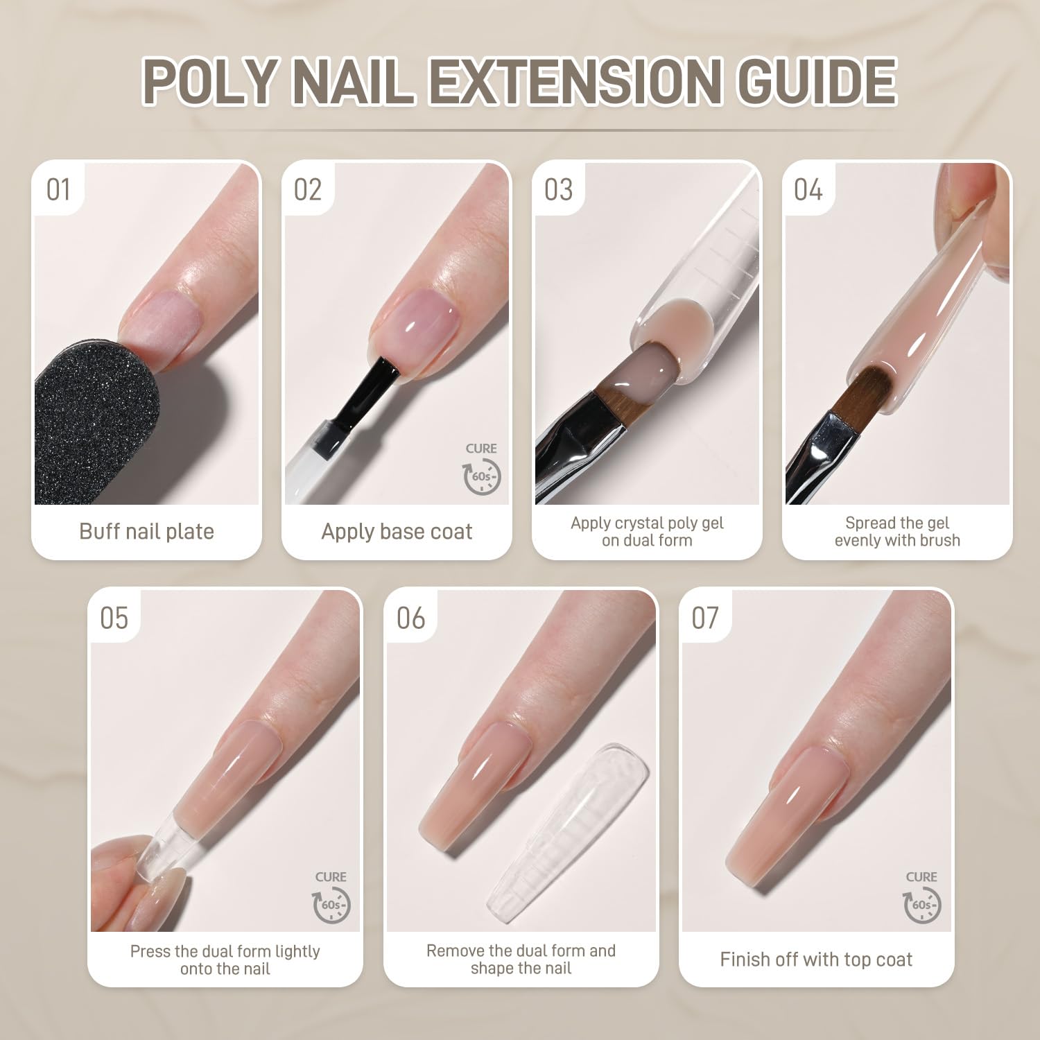 GAOY Crystal Poly Gel Nude 02, teinte naturelle pour look discret