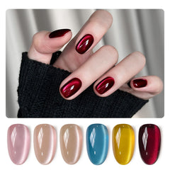 GAOY Dream World vernis gel effet oeil-chat paillete rose sur ongles