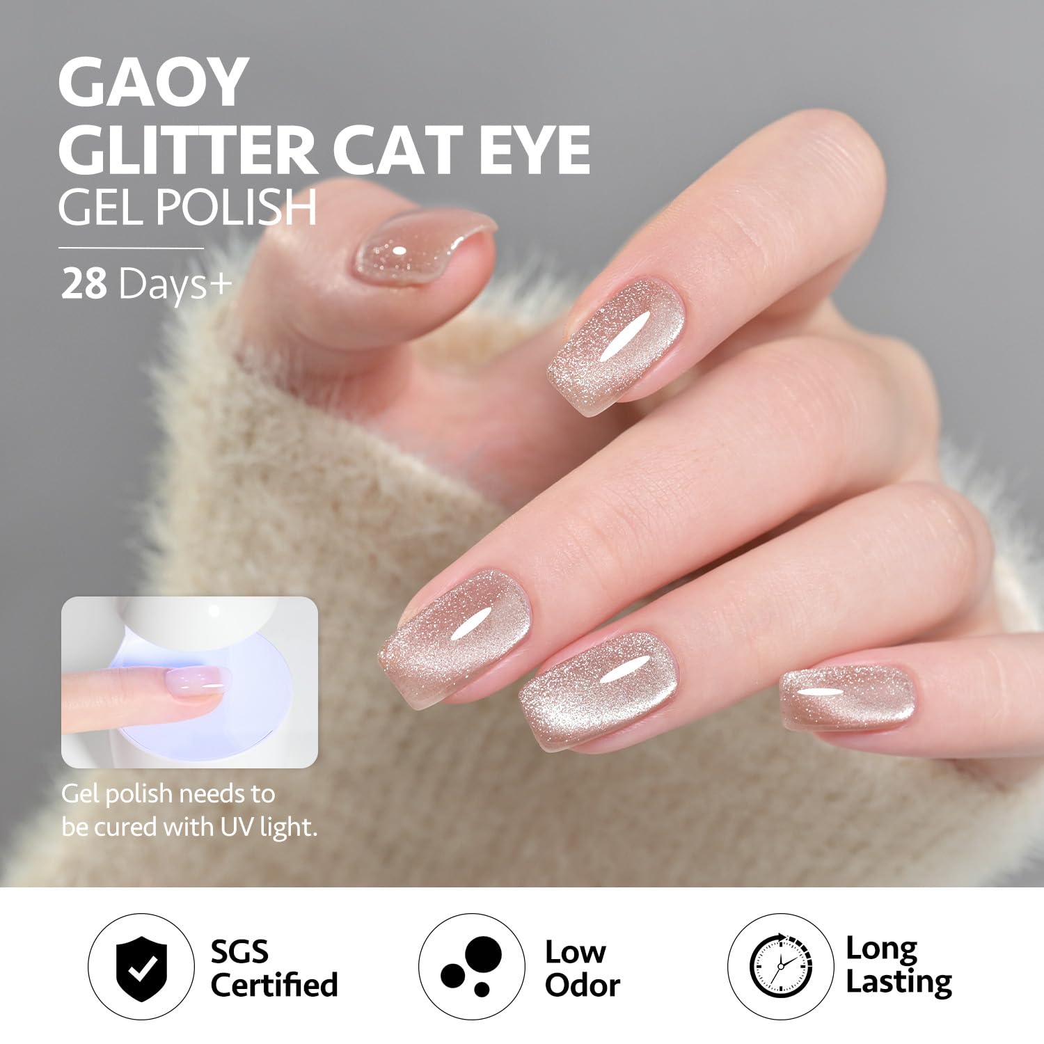 GAOY effet œil-de-chat holographique, ajoute un look pailleté sans effort.