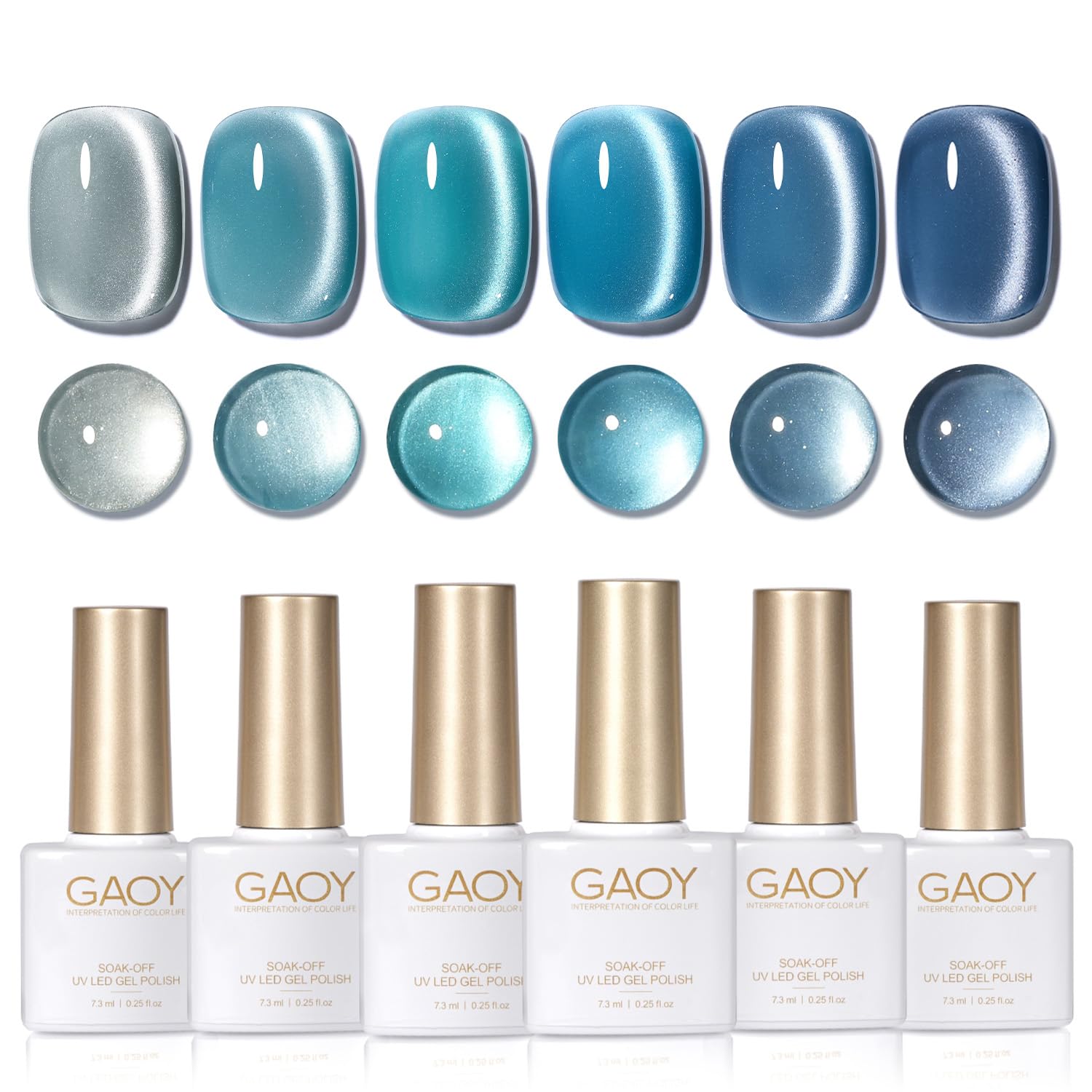 GAOY ensemble œil-chat bleu : aimant et vernis pour motifs œil-chat avant la cure.
