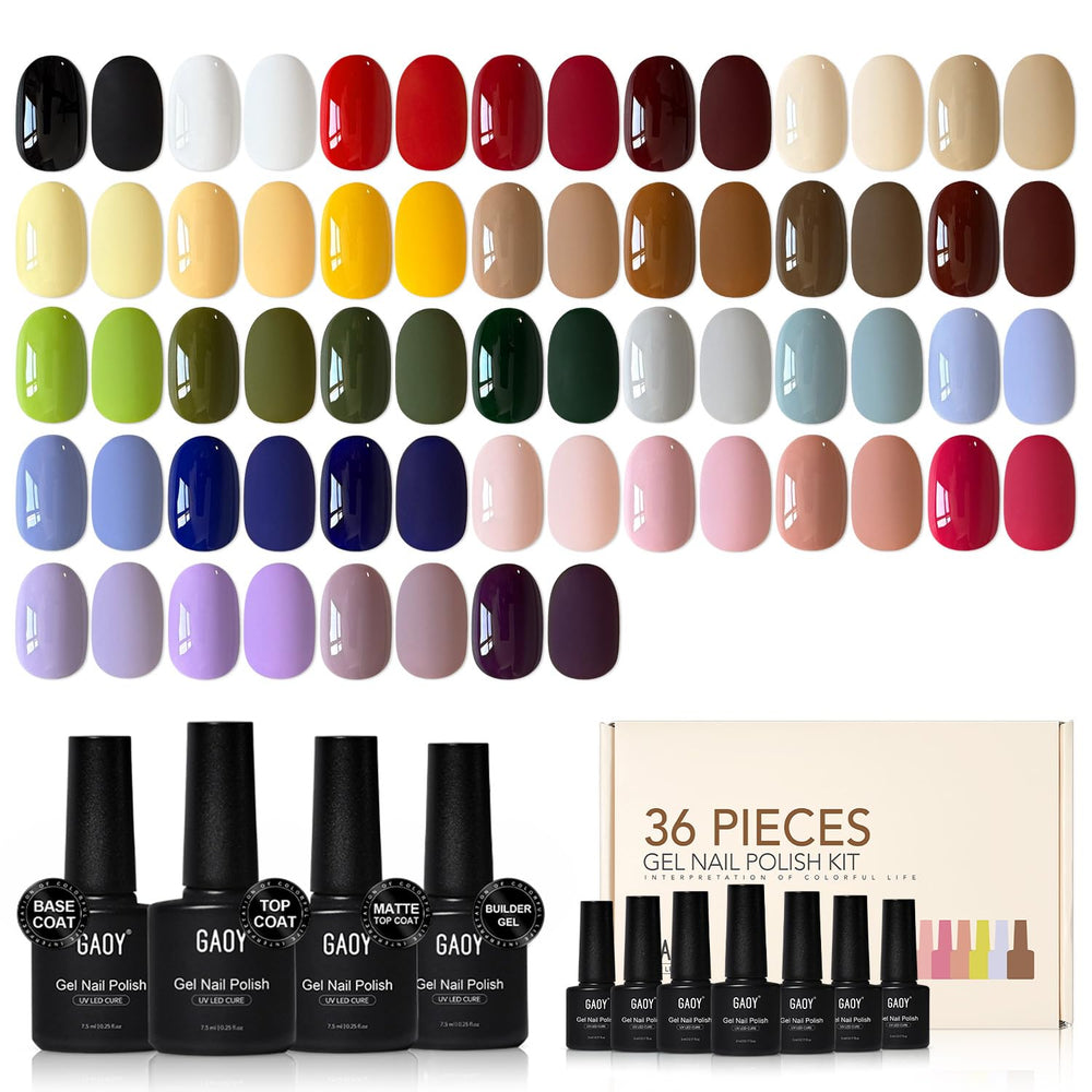 GAOY ensemble vernis gel 36 pièces, palette complète pour une manucure créative à domicile.