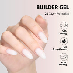 GAOY Gel de Construction blanc lait sur ongle, fini naturel et durable.