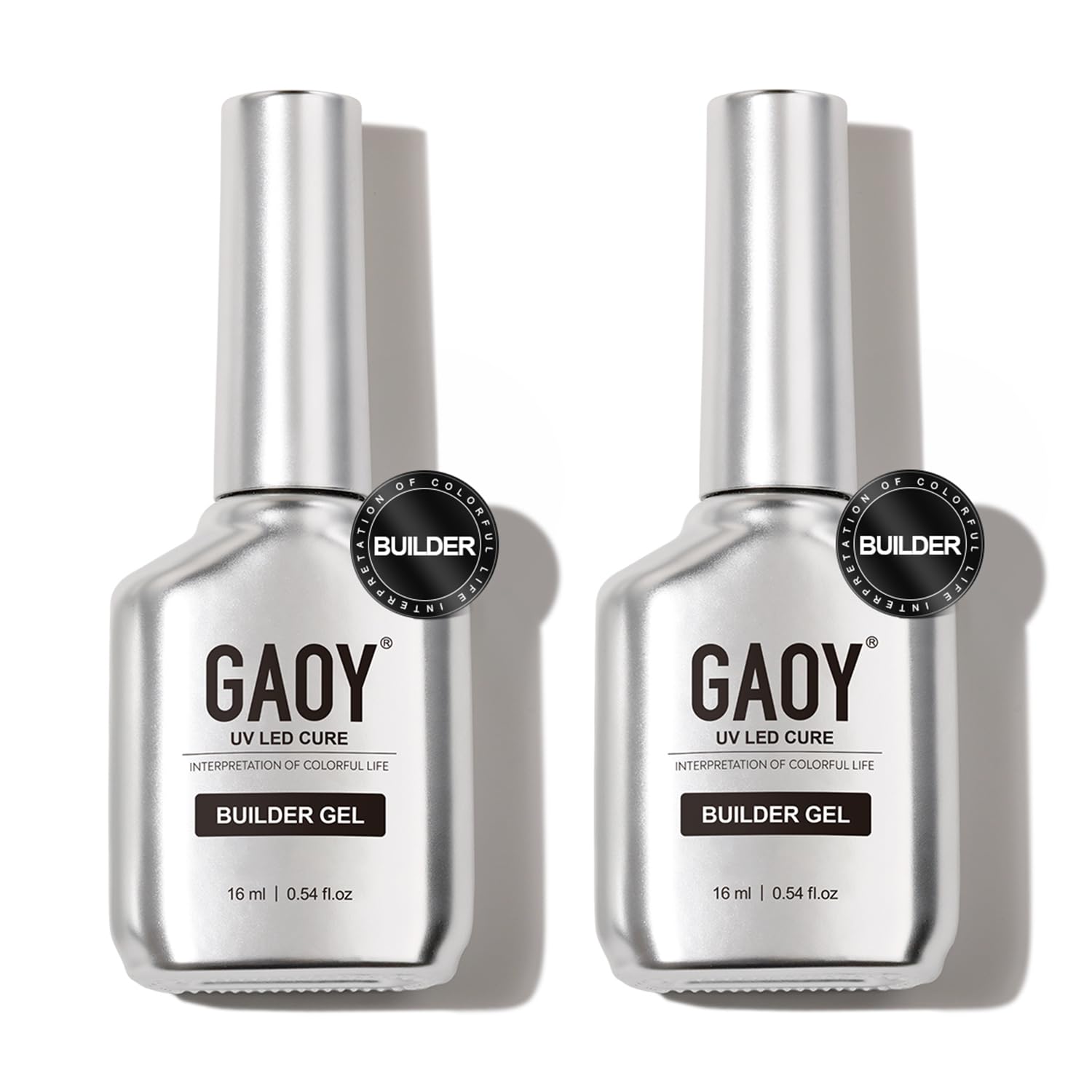 GAOY gel-builder clair 16 ml, design chrome, base solide pour ongles durables.