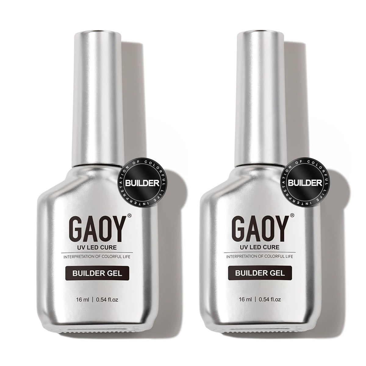 GAOY gel-builder clair 16 ml, design chrome, base solide pour ongles durables.