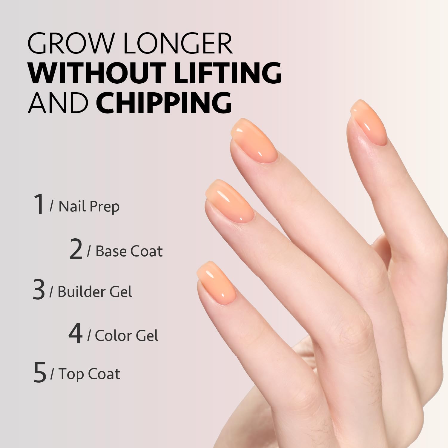 GAOY Gel de Construction Nude Jelly translucide sur ongle, look discret.