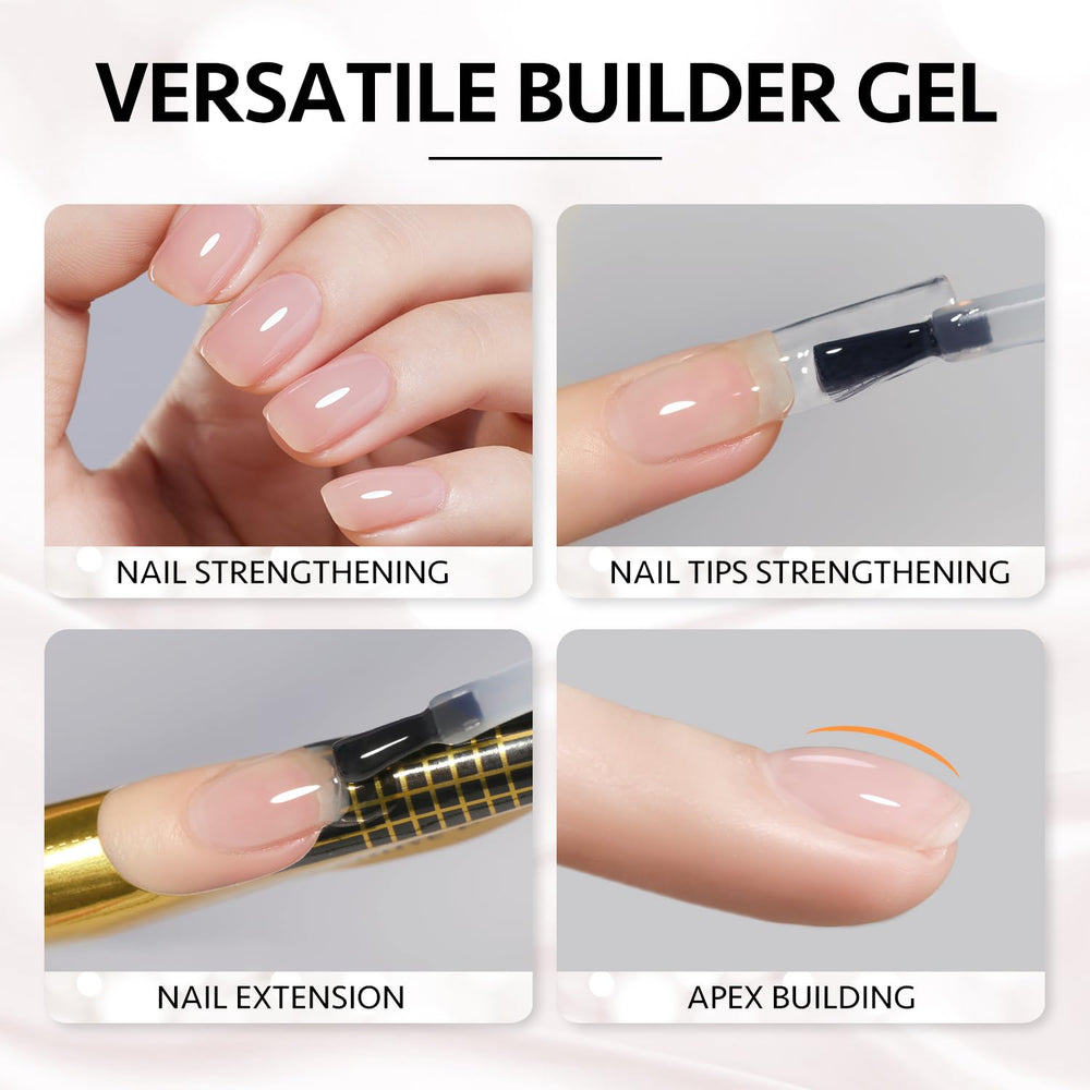 GAOY Gel de Construction Nude Vif sur ongle, couleur nette et longue tenue.