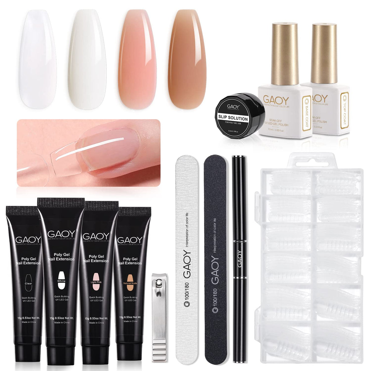 GAOY Gel poly extension en quatre couleurs pour une base polyvalente à domicile
