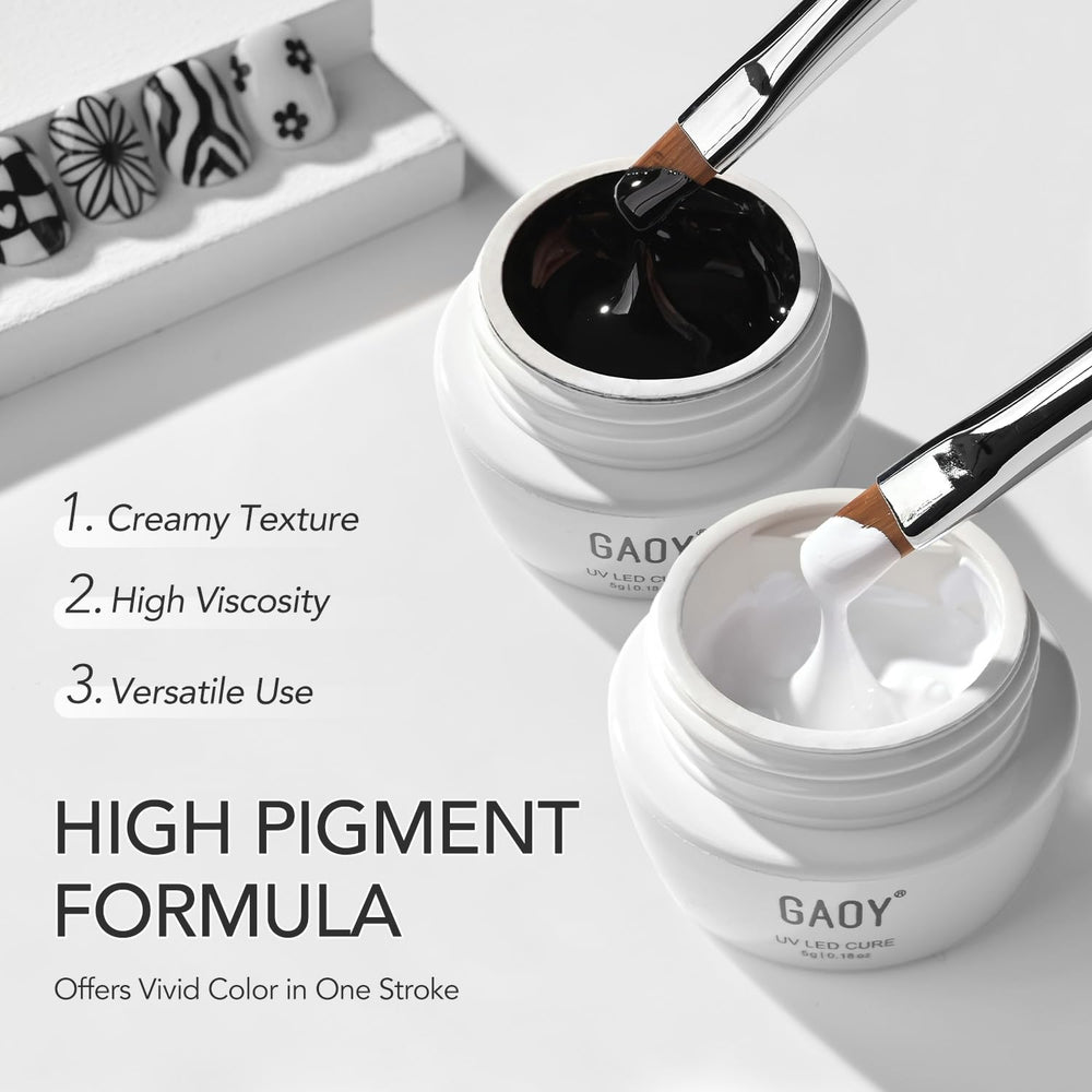 GAOY Gel noir et blanc – art 3D micro pour effet spectaculaire