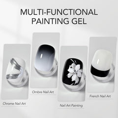 GAOY Gel noir et blanc – motifs floraux délicats pour manucure élégante