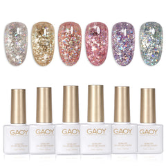 GAOY Glitter Gel Nail Polish Set in six colors for at-home nail art