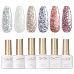 GAOY Glitter Inspire Kit: bouteilles 6 couleurs pour une manucure scintillante à domicile.