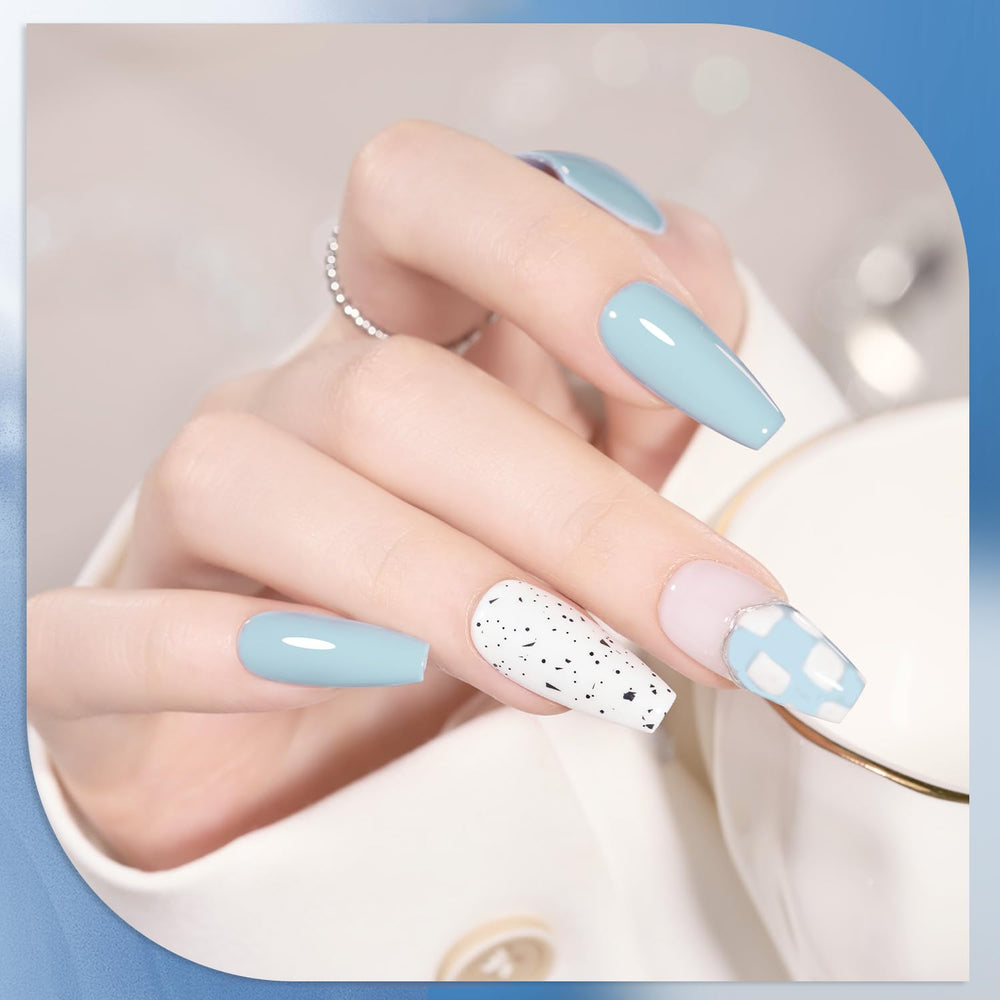 GAOY baby blue gel polish bottle with cool tone for soft accent nails.