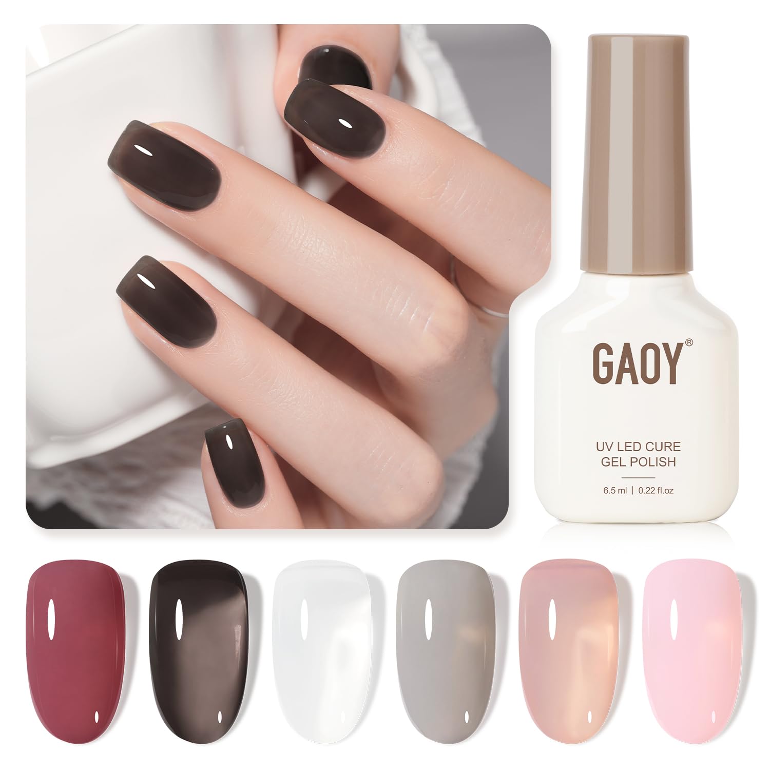 GAOY gray jelly gel nail polish bottle for a subtle, long-wearing manicure
