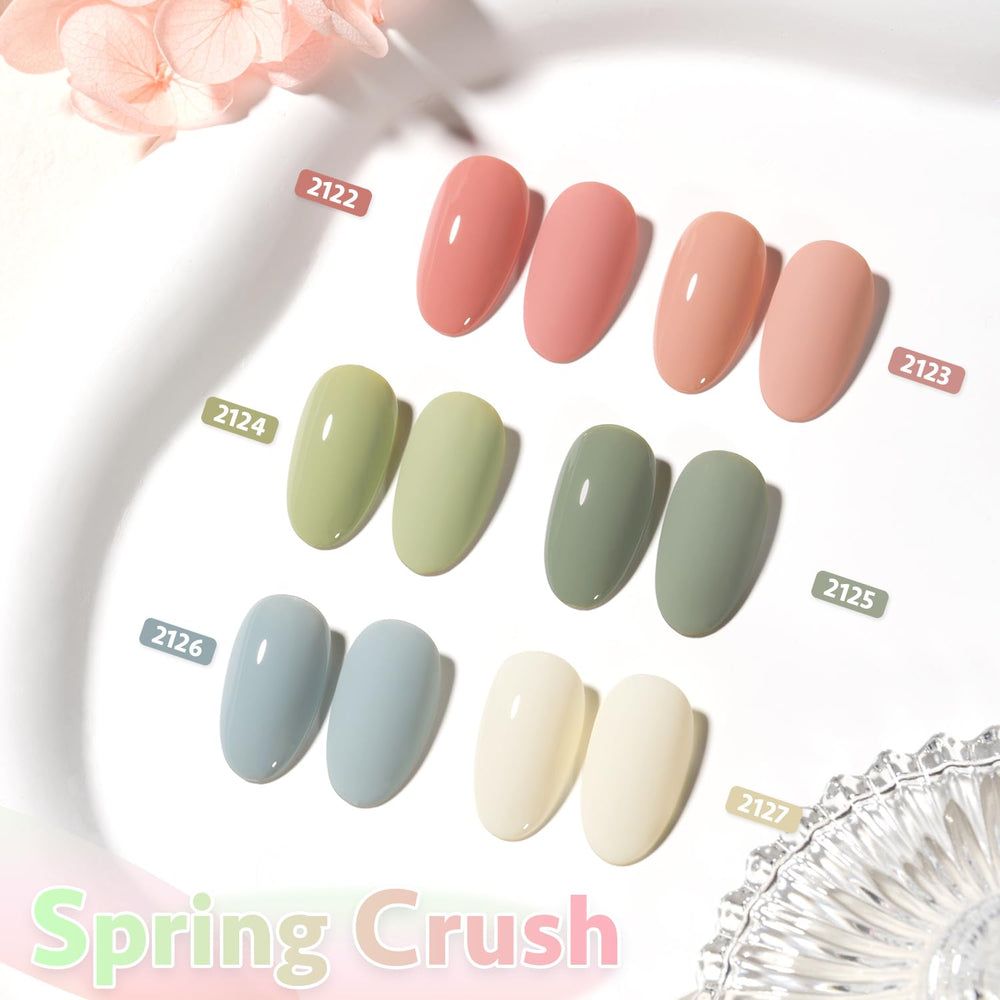 GAOY Green White Spring gel polish kit packaging with six colors for DIY nail art.