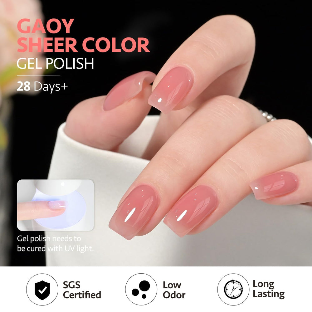 GAOY Jelly Burgundy ensemble de 6 couleurs translucides pour nail art maison.