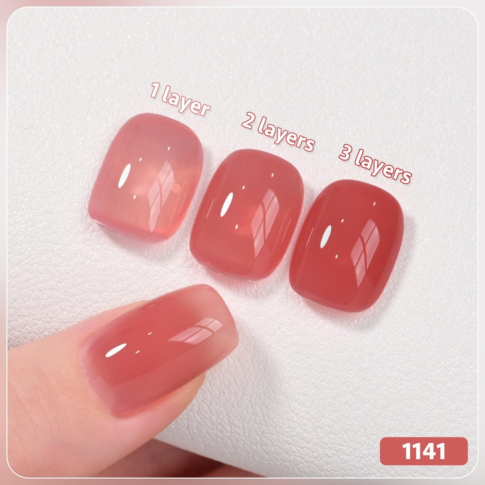 GAOY Jelly Burgundy vernis gel brun translucide pour un look naturel.