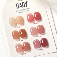 GAOY Jelly Burgundy vernis gel rose translucide sur ongle, tenue prolongée.