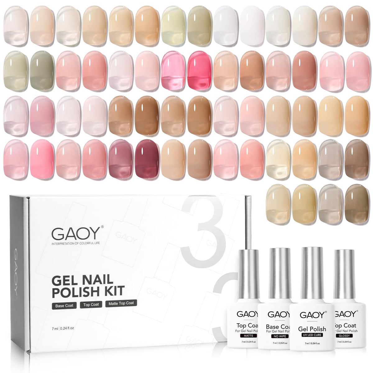 GAOY Jelly Gel Kit: palette de 30 coloris gel pour une manucure personnalisée à domicile.